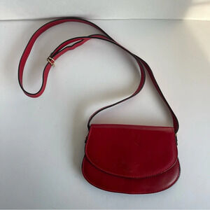Red Italian Leather Crossbody Purse